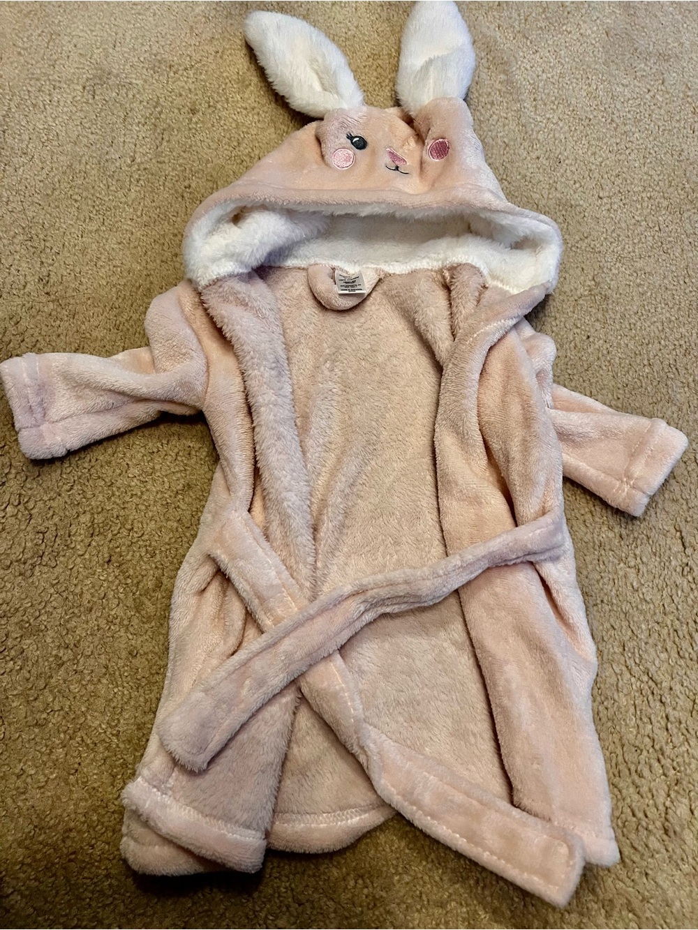Plush Bunny Hooded Kids Pajama Robe - Pink